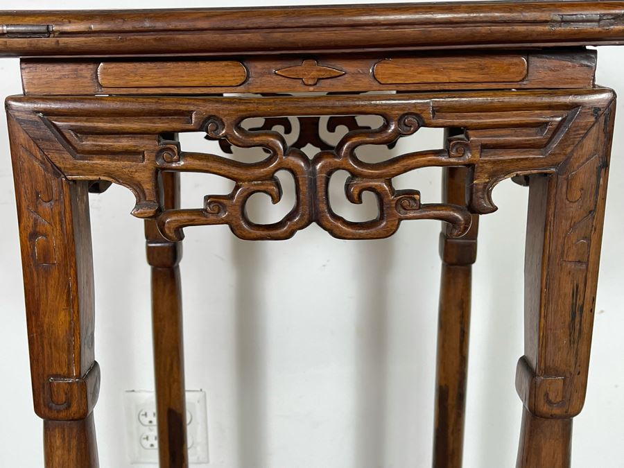 Old Chinese Hand Carved Wooden Fern Stand 16W X 16D X 38.5H [Photo 4]