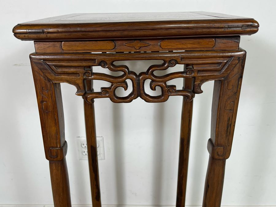 Old Chinese Hand Carved Wooden Fern Stand 16W X 16D X 38.5H [Photo 3]