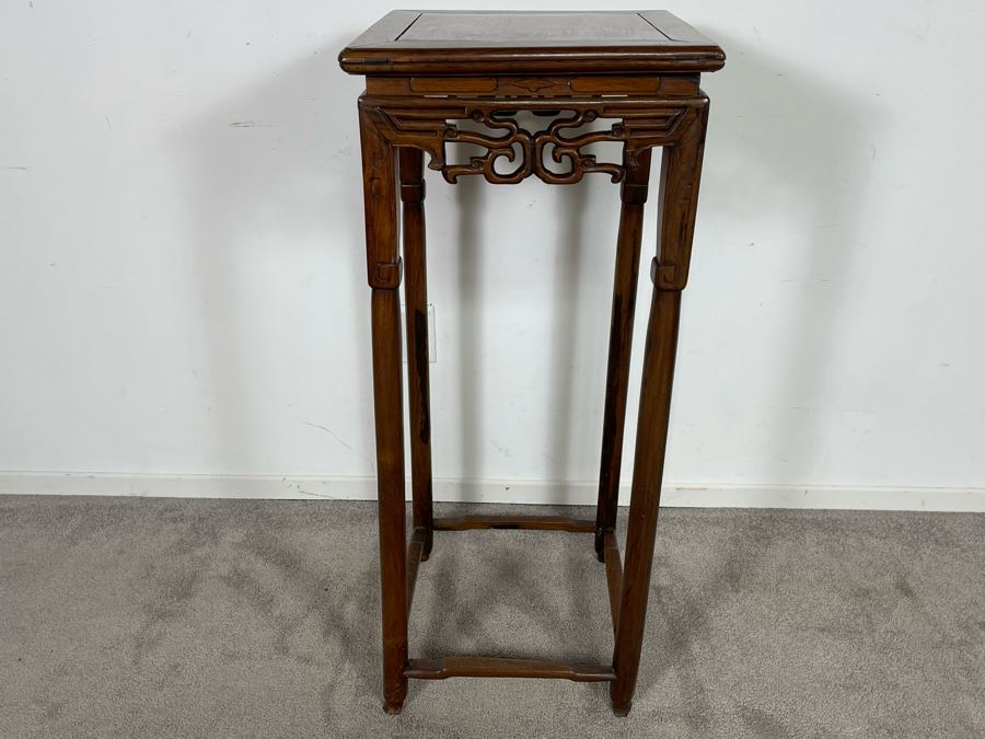 Old Chinese Hand Carved Wooden Fern Stand 16W X 16D X 38.5H [Photo 2]
