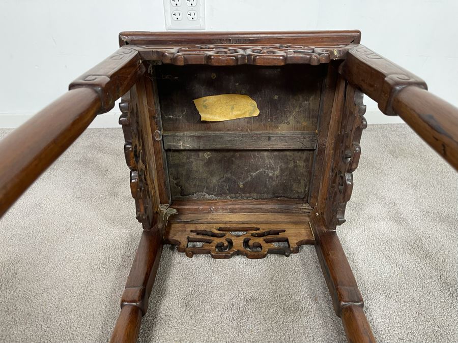 Old Chinese Hand Carved Wooden Fern Stand 16W X 16D X 38.5H [Photo 17]