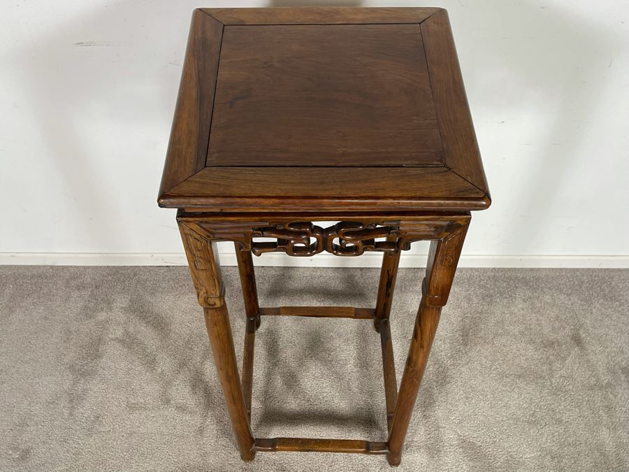 Old Chinese Hand Carved Wooden Fern Stand 16W X 16D X 38.5H [Photo 12]