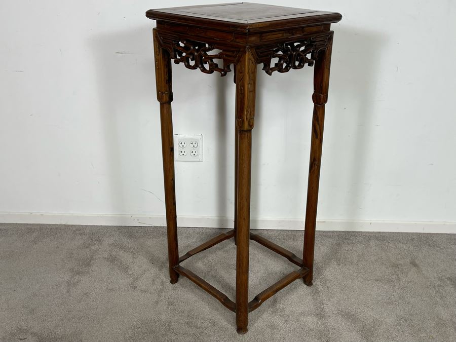 Old Chinese Hand Carved Wooden Fern Stand 16W X 16D X 38.5H [Photo 13]