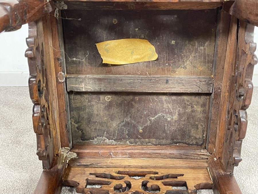 Old Chinese Hand Carved Wooden Fern Stand 16W X 16D X 38.5H [Photo 18]