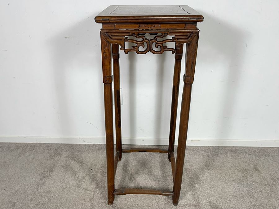 Old Chinese Hand Carved Wooden Fern Stand 16W X 16D X 38.5H [Photo 1]