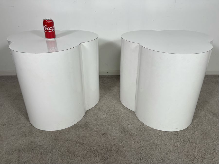 Pair Of Mid-Century Modern White Clover Cloud Side Tables 24W X 21H [Photo 1]