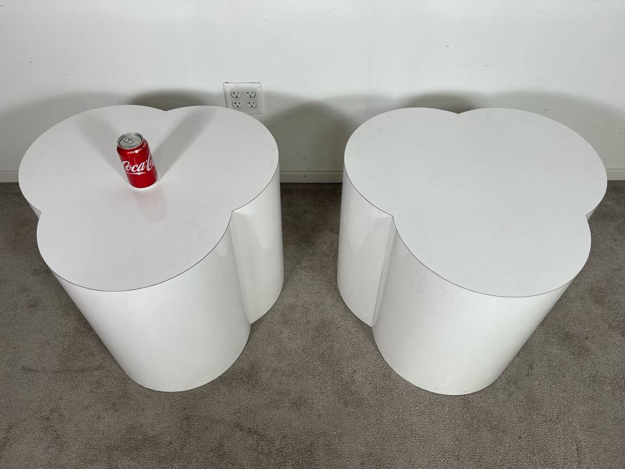 Pair Of Mid-Century Modern White Clover Cloud Side Tables 24W X 21H [Photo 6]