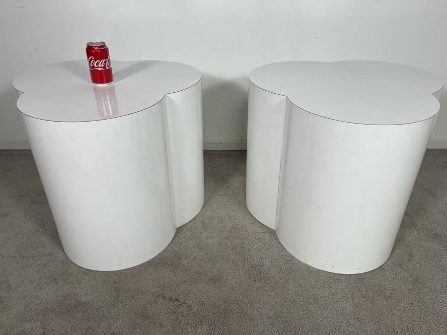 Pair Of Mid-Century Modern White Clover Cloud Side Tables 24W X 21H [Photo 2]