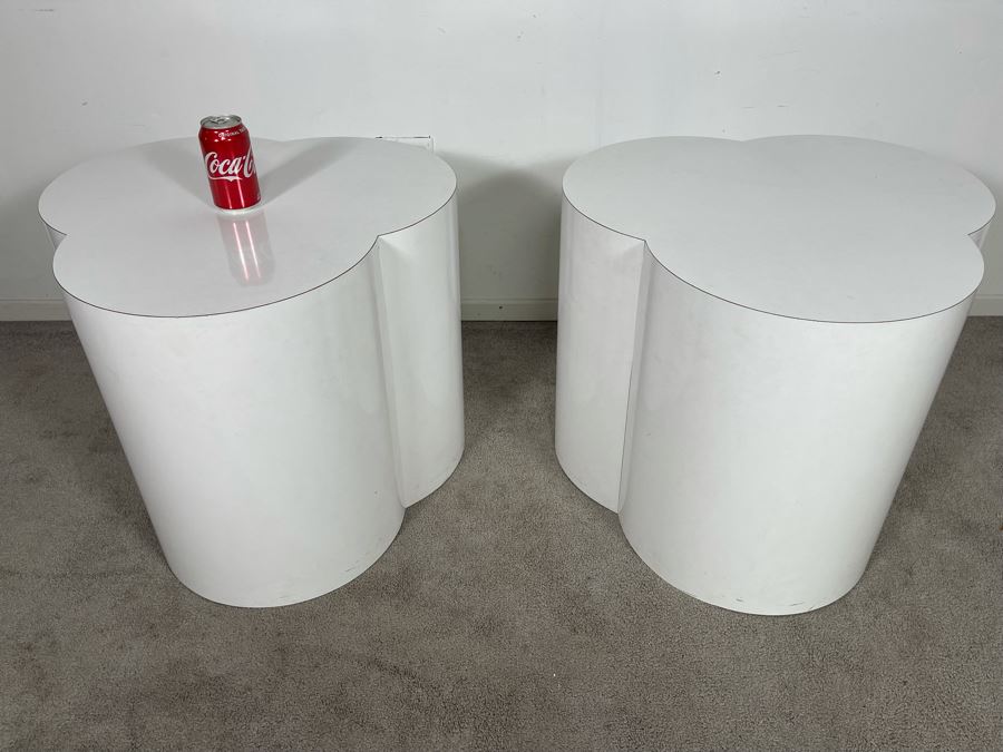 Pair Of Mid-Century Modern White Clover Cloud Side Tables 24W X 21H [Photo 3]