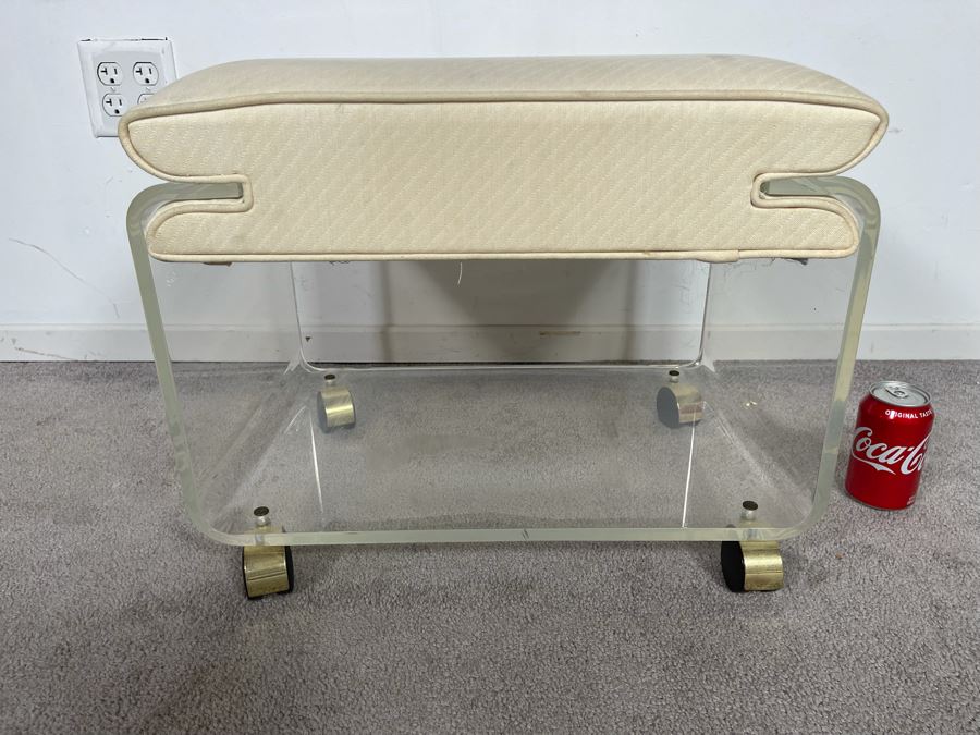 Vintage Lucite Vanity Bench By Hill Manufacturing Corp 21W X 14D X 16H [Photo 2]