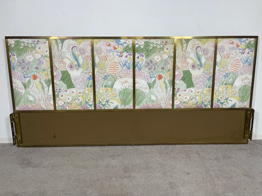 CORRECTED - Paul McCobb For Calvin Brass Upholstered Headboard Heavy 78W X 35H X 2D [Photo 2]