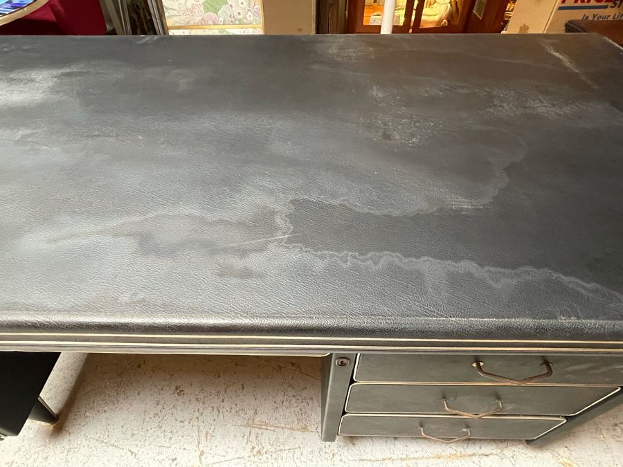 Mid-Century Modern Black Executive Desk With Glass Top 62.5W X 31D X 30H [Photo 22]