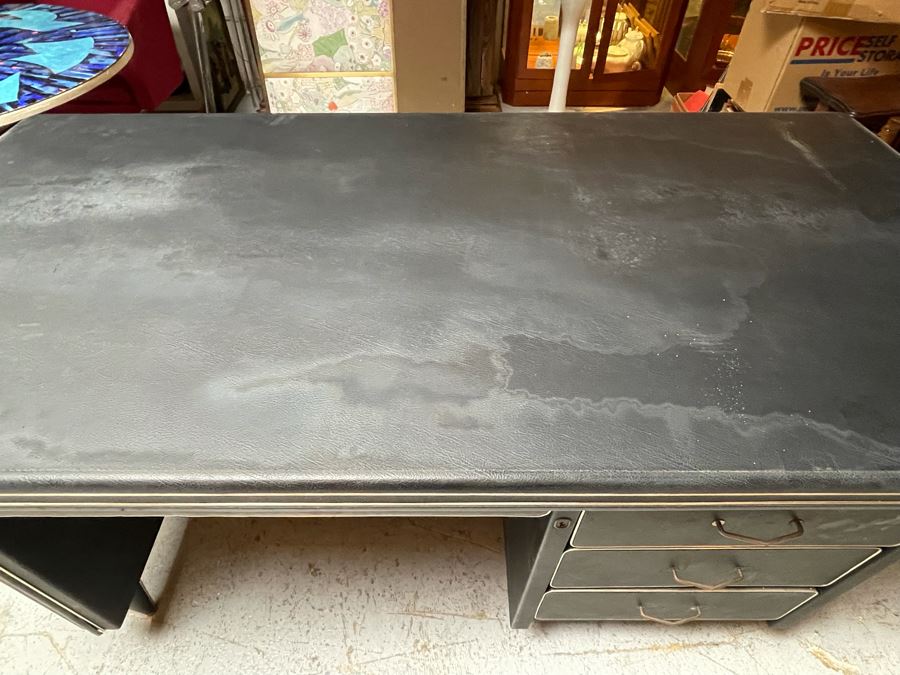 Mid-Century Modern Black Executive Desk With Glass Top 62.5W X 31D X 30H [Photo 21]
