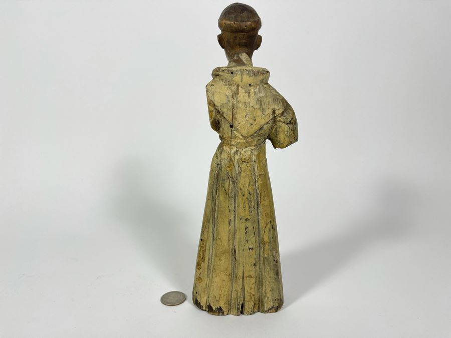 Old Hand Carved Wooden Santo Statue 10.5H [Photo 11]