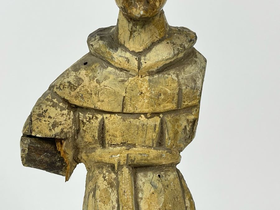 Old Hand Carved Wooden Santo Statue 10.5H [Photo 6]