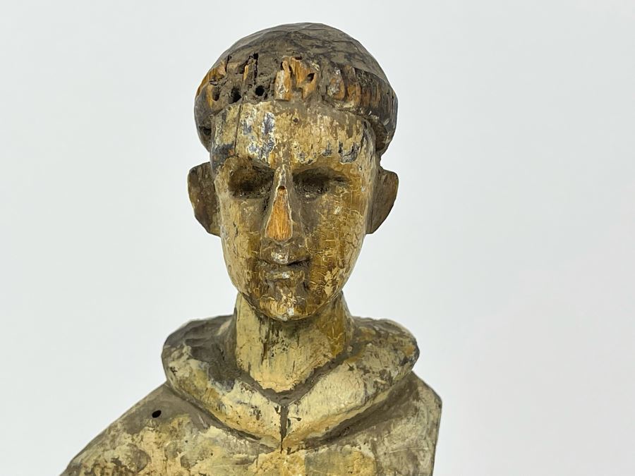 Old Hand Carved Wooden Santo Statue 10.5H [Photo 5]