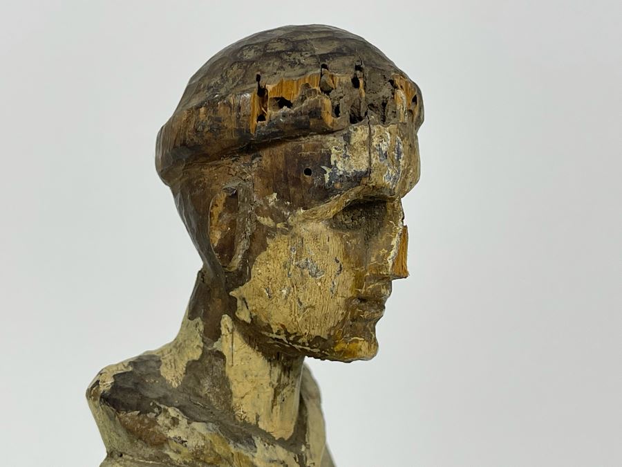 Old Hand Carved Wooden Santo Statue 10.5H [Photo 8]