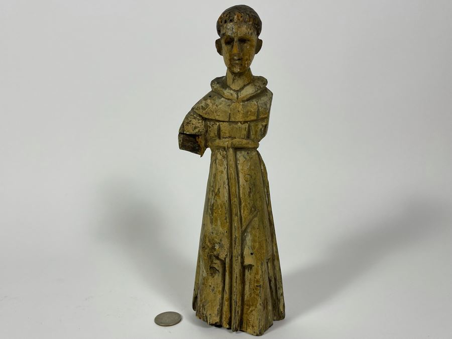 Old Hand Carved Wooden Santo Statue 10.5H [Photo 3]