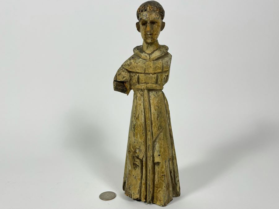 Old Hand Carved Wooden Santo Statue 10.5H [Photo 4]