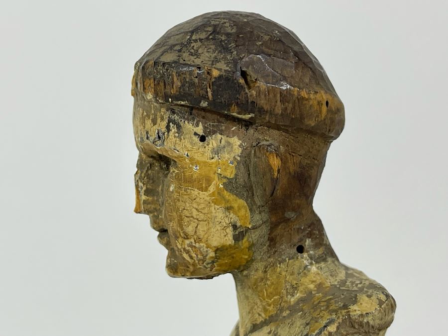 Old Hand Carved Wooden Santo Statue 10.5H [Photo 14]