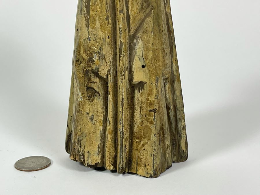 Old Hand Carved Wooden Santo Statue 10.5H [Photo 7]