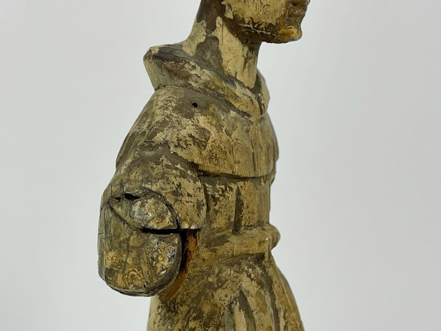 Old Hand Carved Wooden Santo Statue 10.5H [Photo 9]