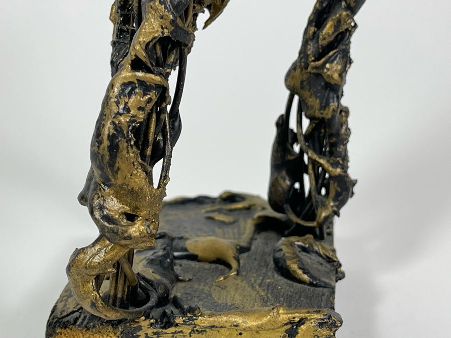 Puerto Rican Wire Sculpture Statue On Wooden Base 12H [Photo 10]