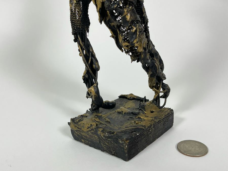 Puerto Rican Wire Sculpture Statue On Wooden Base 12H [Photo 5]