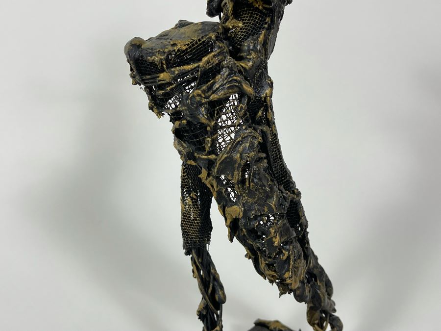 Puerto Rican Wire Sculpture Statue On Wooden Base 12H [Photo 4]