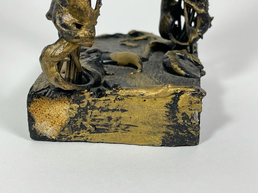 Puerto Rican Wire Sculpture Statue On Wooden Base 12H [Photo 9]