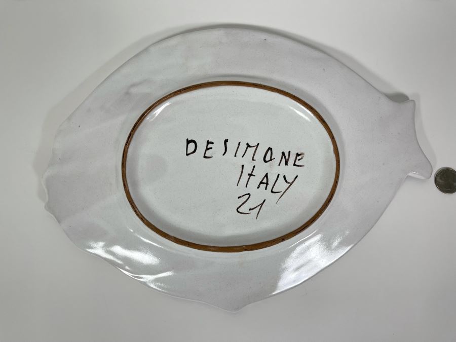 Hand Painted Desimone Italy Fish Plate 14 X 10.5 [Photo 3]