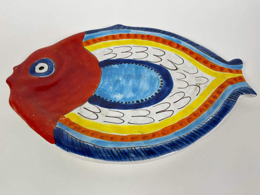 Hand Painted Desimone Italy Fish Plate 14 X 10.5 [Photo 2]