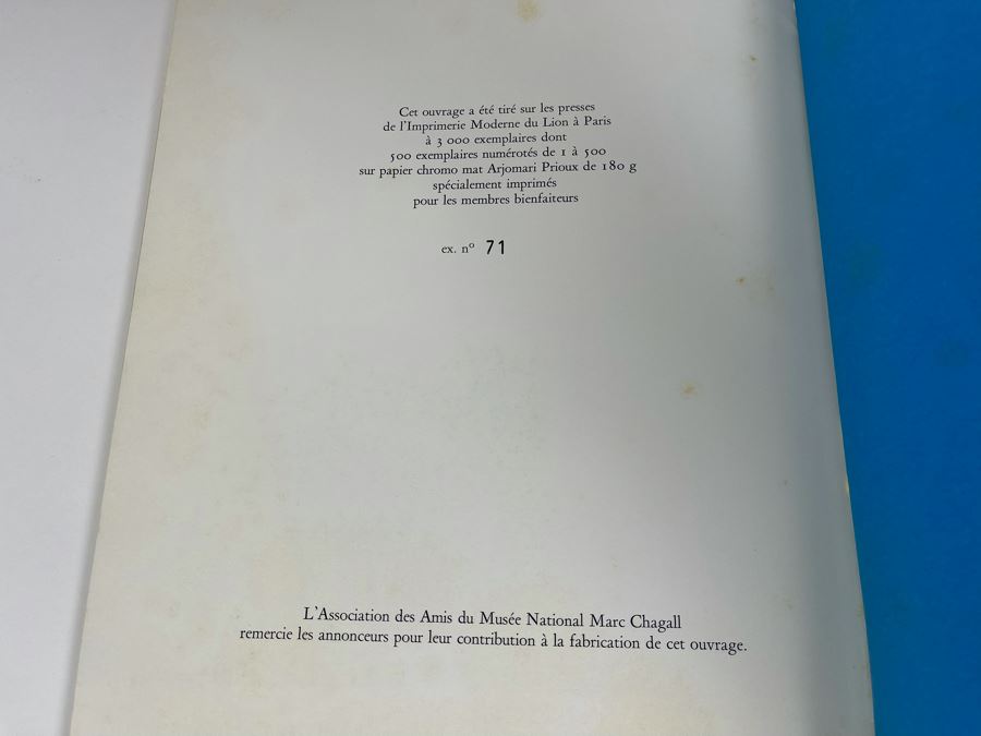 Limited Edition Softcover Book Les Amis Du Musee National Message Biblique Marc Chagall Nice 1974 [Photo 8]