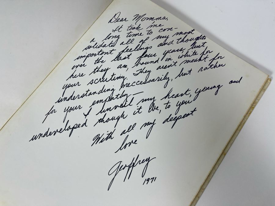 Signed Book Of Poems By Geoffrey Charles Shlaes, Spreckels Theatre Director (Son Of Jacquelyn Metzger Littlefield) [Photo 2]