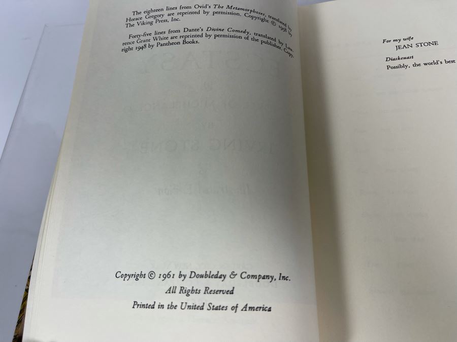 Signed Irving Stone Book The Agony And The Ecstasy A Nove Of Michelangelo By Irving Stone Illustrated Edition [Photo 8]