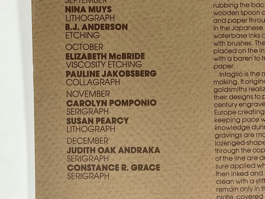 1983 Orginal Print Calendar Featuring 12 Hand Signed Prints By WWAC Washington Women's Arts Center Artists - See Photos [Photo 6]