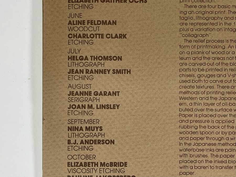 1983 Orginal Print Calendar Featuring 12 Hand Signed Prints By WWAC Washington Women's Arts Center Artists - See Photos [Photo 5]