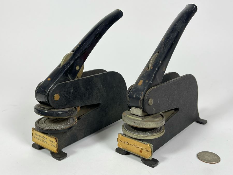 Pair Of Vintage Seal Presses Mid-Town Theatres, Inc And Jacquelyn Ross Couturiere, Inc [Photo 1]