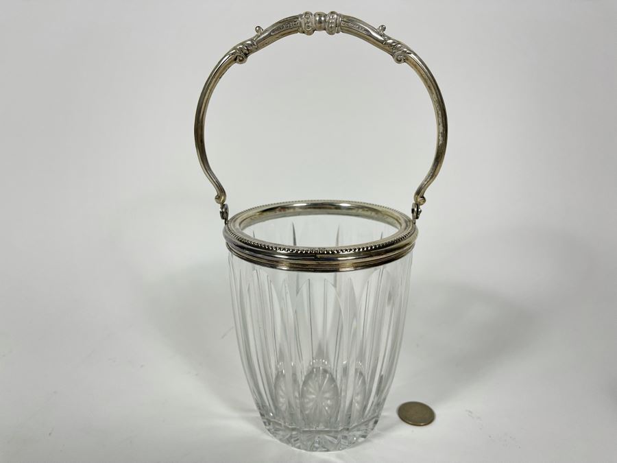 Vintage Ice Bucket With 800 Silver Handle