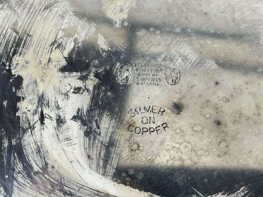 Large Silverplate Punch Bowl 15W X 9H With 11 Silverplate Footed Cups Hand Chased Made In Sheffield England [Photo 13]