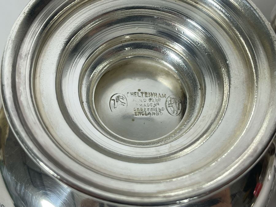 Large Silverplate Punch Bowl 15W X 9H With 11 Silverplate Footed Cups Hand Chased Made In Sheffield England [Photo 24]