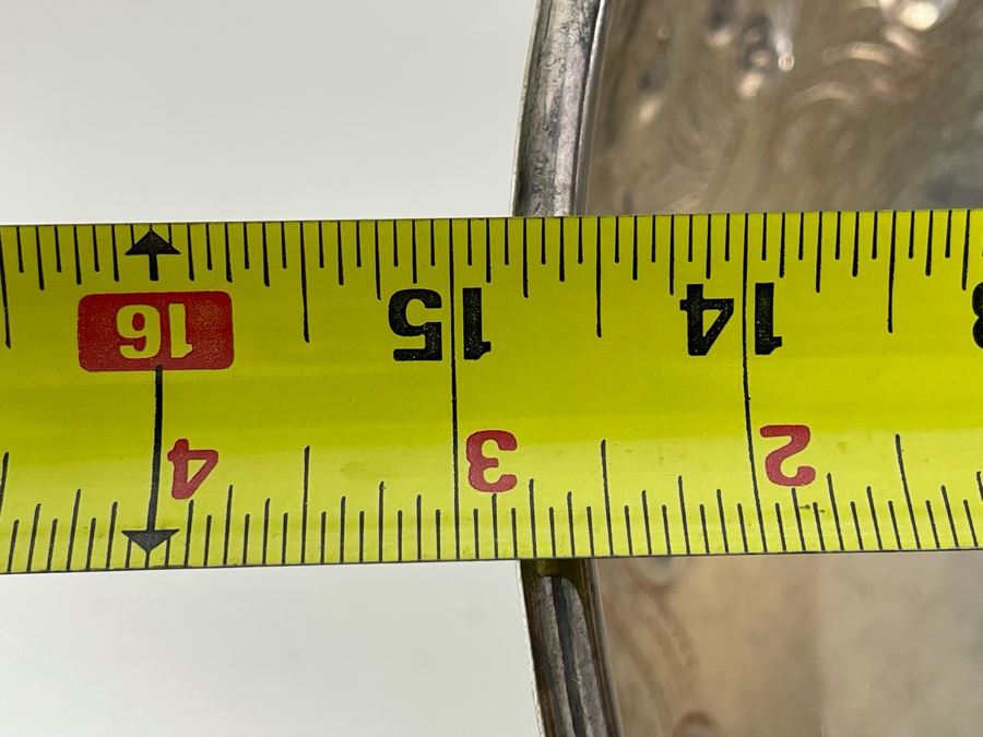 Large Silverplate Punch Bowl 15W X 9H With 11 Silverplate Footed Cups Hand Chased Made In Sheffield England [Photo 15]