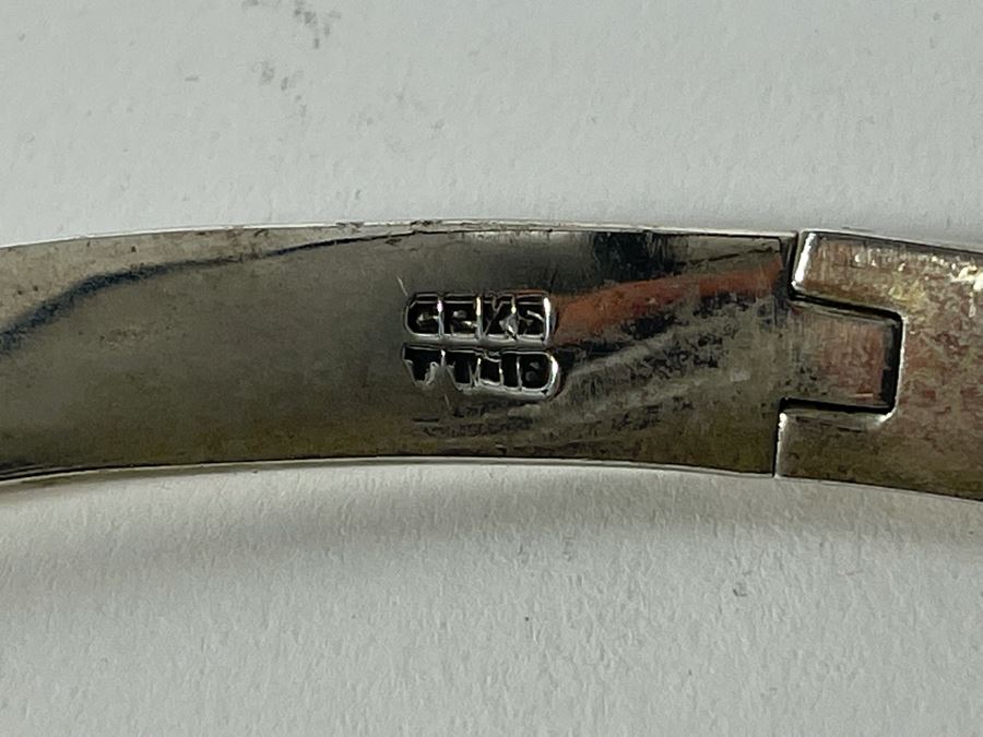 Sterling Silver Signed Modernist Inlay Necklace And Matching Bracelet Mexico Signed CRYS 255g [Photo 10]