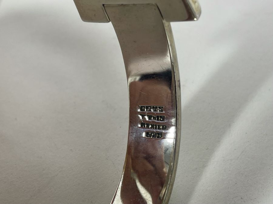 Sterling Silver Signed Modernist Inlay Necklace And Matching Bracelet Mexico Signed CRYS 255g [Photo 14]