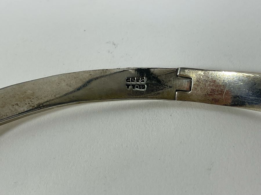 Sterling Silver Signed Modernist Inlay Necklace And Matching Bracelet Mexico Signed CRYS 255g [Photo 9]