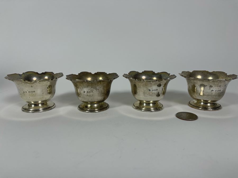 Set Of Four Sterling Silver English Footed Cups 160.9g [Photo 2]