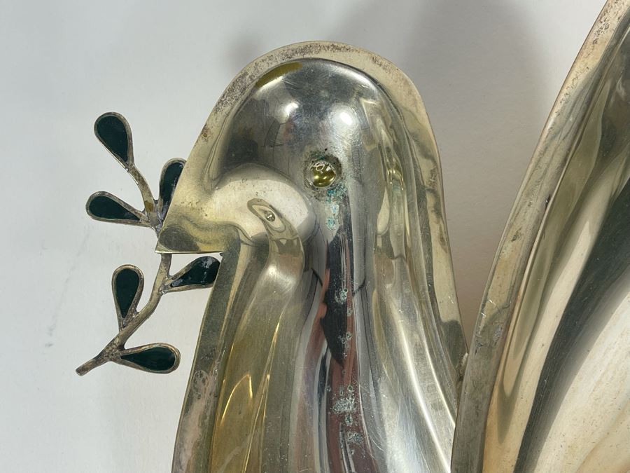 Los Castillo Taxco Hand Wrought Silverplate Dove Bird Divided Dish Made In Mexico 13.5W X 9H [Photo 5]