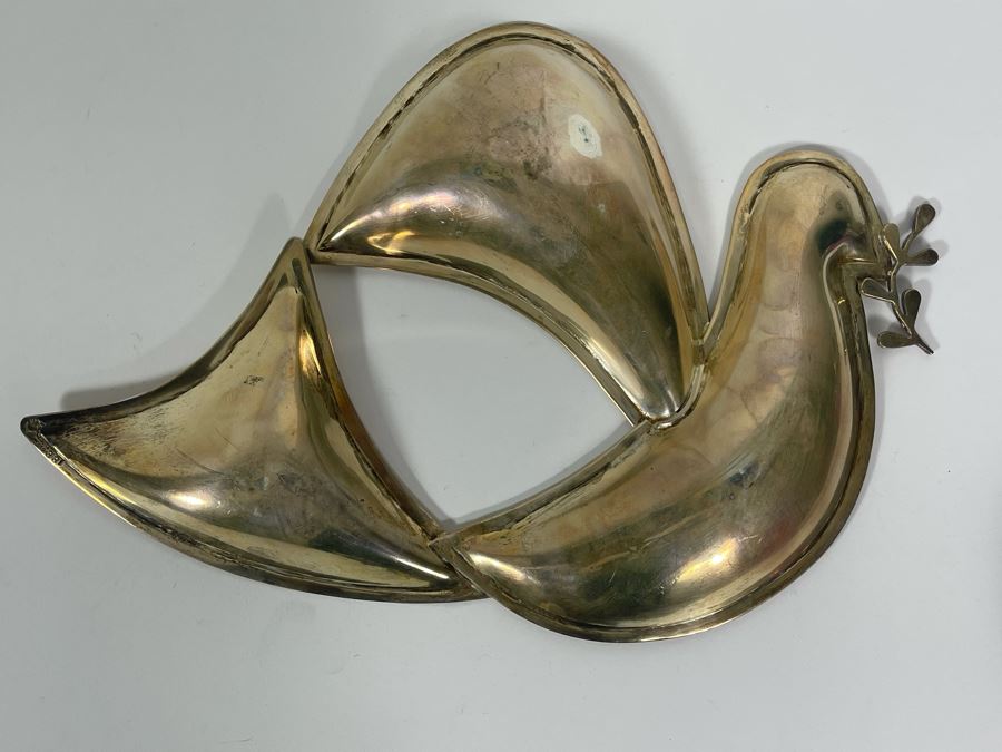 Los Castillo Taxco Hand Wrought Silverplate Dove Bird Divided Dish Made In Mexico 13.5W X 9H [Photo 7]