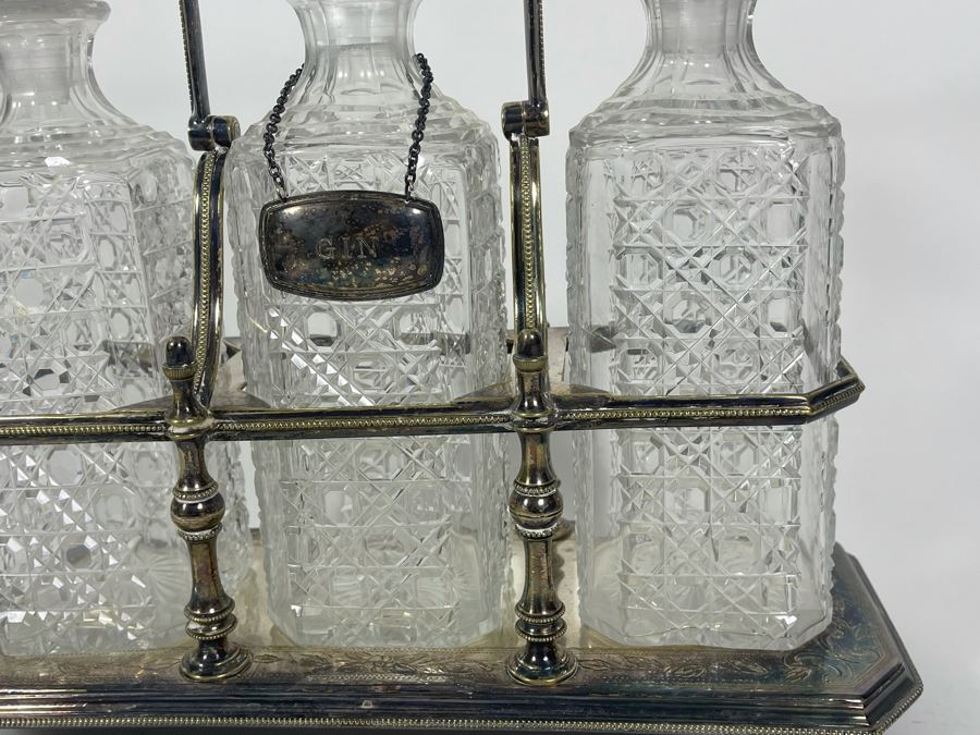 Silver Plated & Crystal Tantalus Set 12.5W X 5.5D X 13.5H [Photo 5]