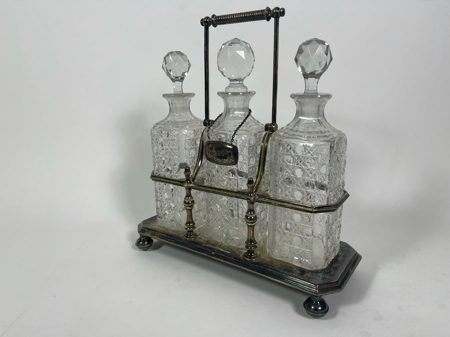 Silver Plated & Crystal Tantalus Set 12.5W X 5.5D X 13.5H [Photo 6]