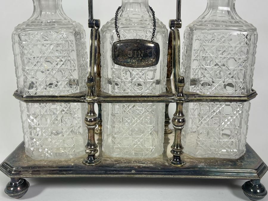 Silver Plated & Crystal Tantalus Set 12.5W X 5.5D X 13.5H [Photo 3]